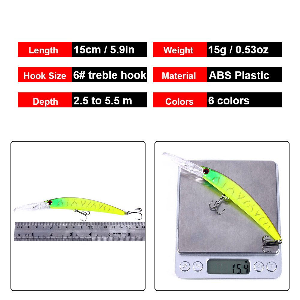 1 個 15 センチメートル 15 グラムディープダイビング - Fishing Lure Swimbait のレビューと価格